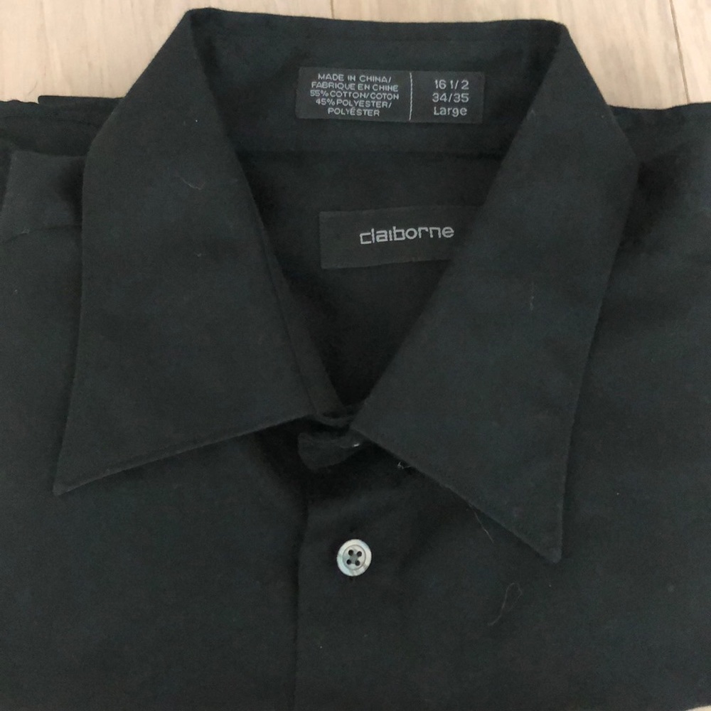 Clairborne 16.5/34-35 Black Button Dress Shirt